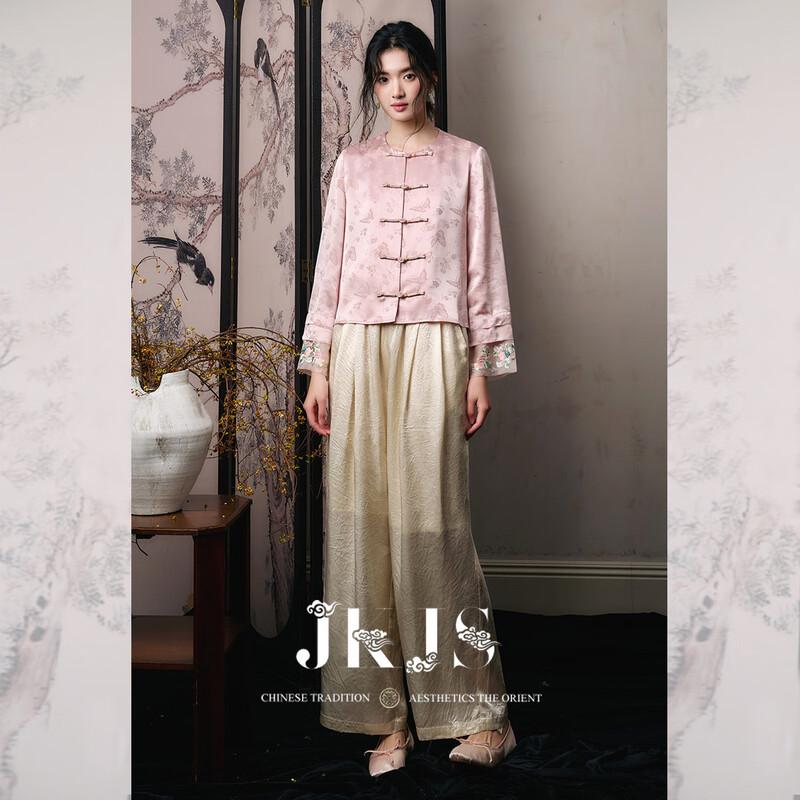 JK&JS Acetate Draped Straight-Leg Casual Pants