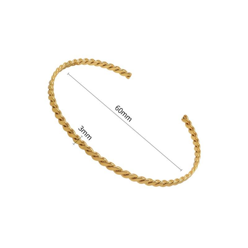

Meier French-style fine cable knit open bangle for women, crafted in 18k gold-plated titanium steel