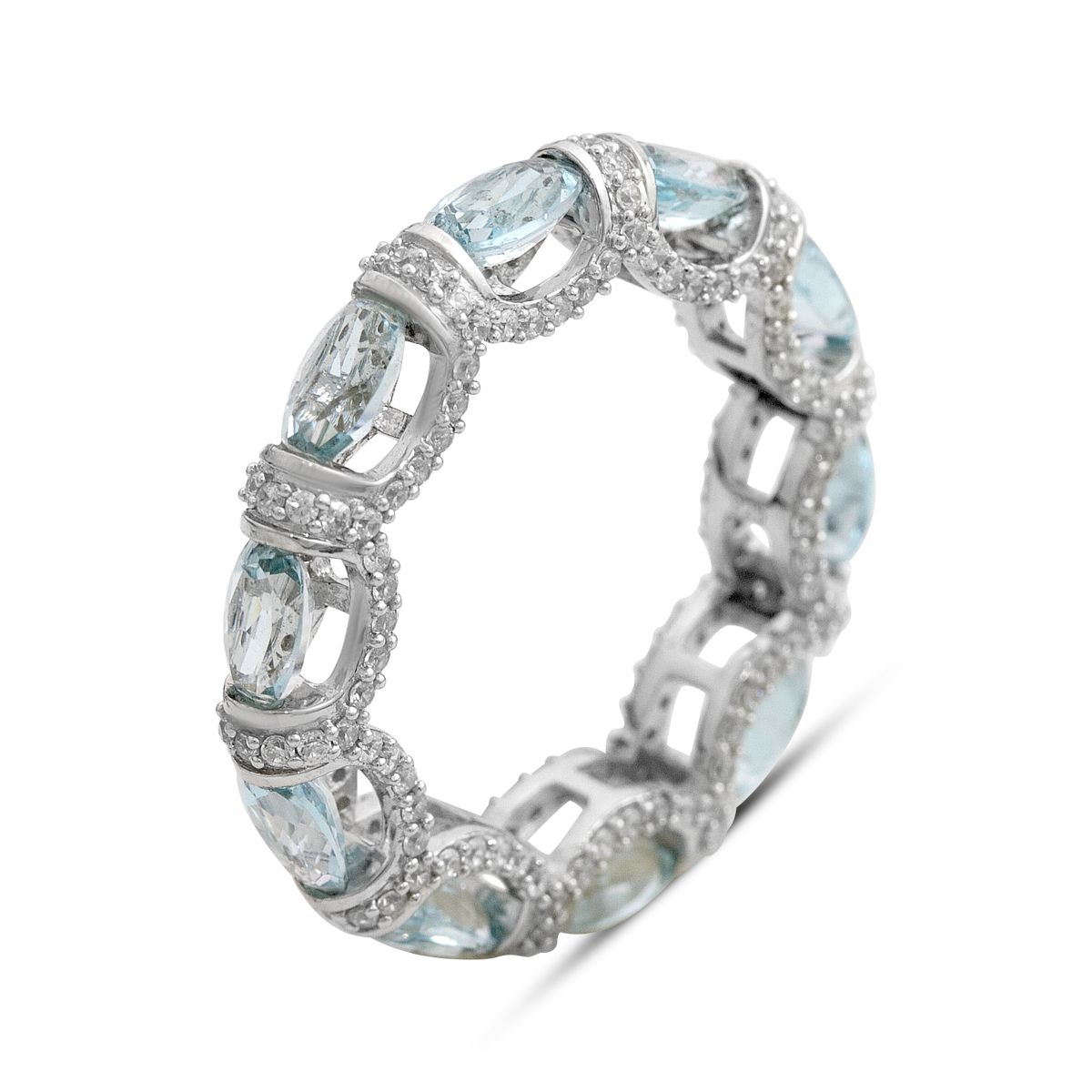 

Silver ring with natural topaz 6.787ct, cubic zirconia, item weight 5.38 g (2207030) 17.5 небо синє світло кольору