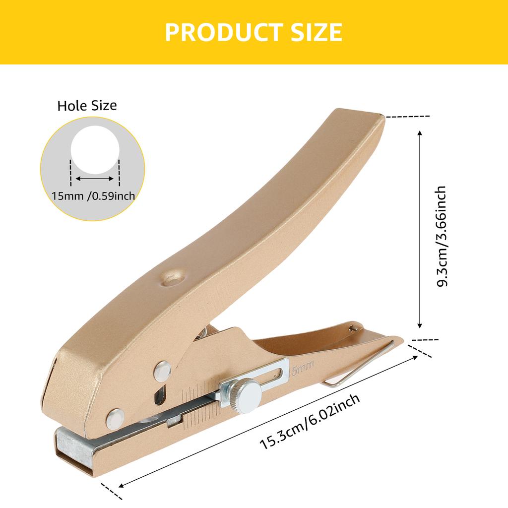 Einzellochstanzer, Locher mit 15 mm/8 mm Durchmesser, verstellbare Lochkanten-Banding-Stanzzange für Papier, Fotokarten, Stanzwerkzeug