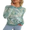 Aproms Elegant Green Tie Dye Knitted Sweater and Pullovers Women Winter Long Sleeve Warm Ribbed Jumper Female Slim Top