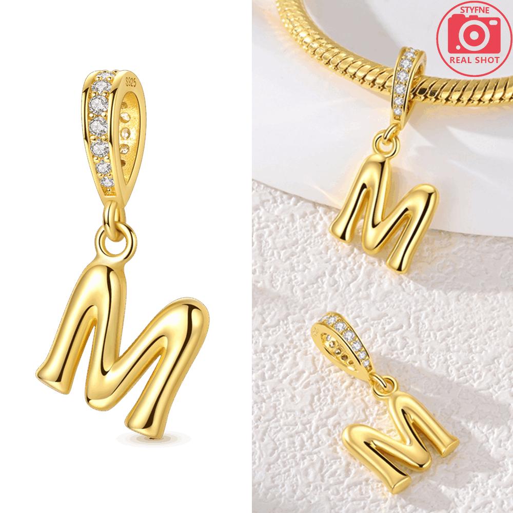 Original Necklace Copper White Zircon Pendant English Letters Women'S Beads Fit Bracelet Anniversary Gift Accessory Diy