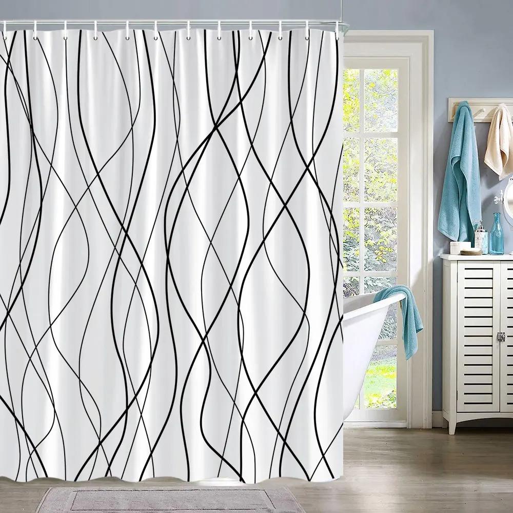 Vintage Abstrakte Geometrische Linien Badezimmervorhang Aztec Duschvorhang Bohemian Heim Badezimmer Dekor Polyester Duschvorhänge