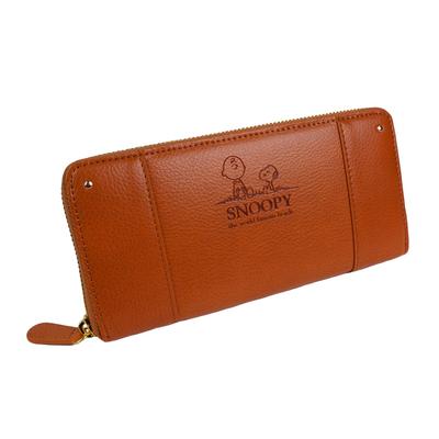 Snoopy Damen-Langbörse mit Rundum-Reißverschluss, Niedliches Charlie Brown Design, Schlichtes und Niedliches Snoopy Charakter Design, Großes Fassungsvermögen, Langbörse (Kamel)