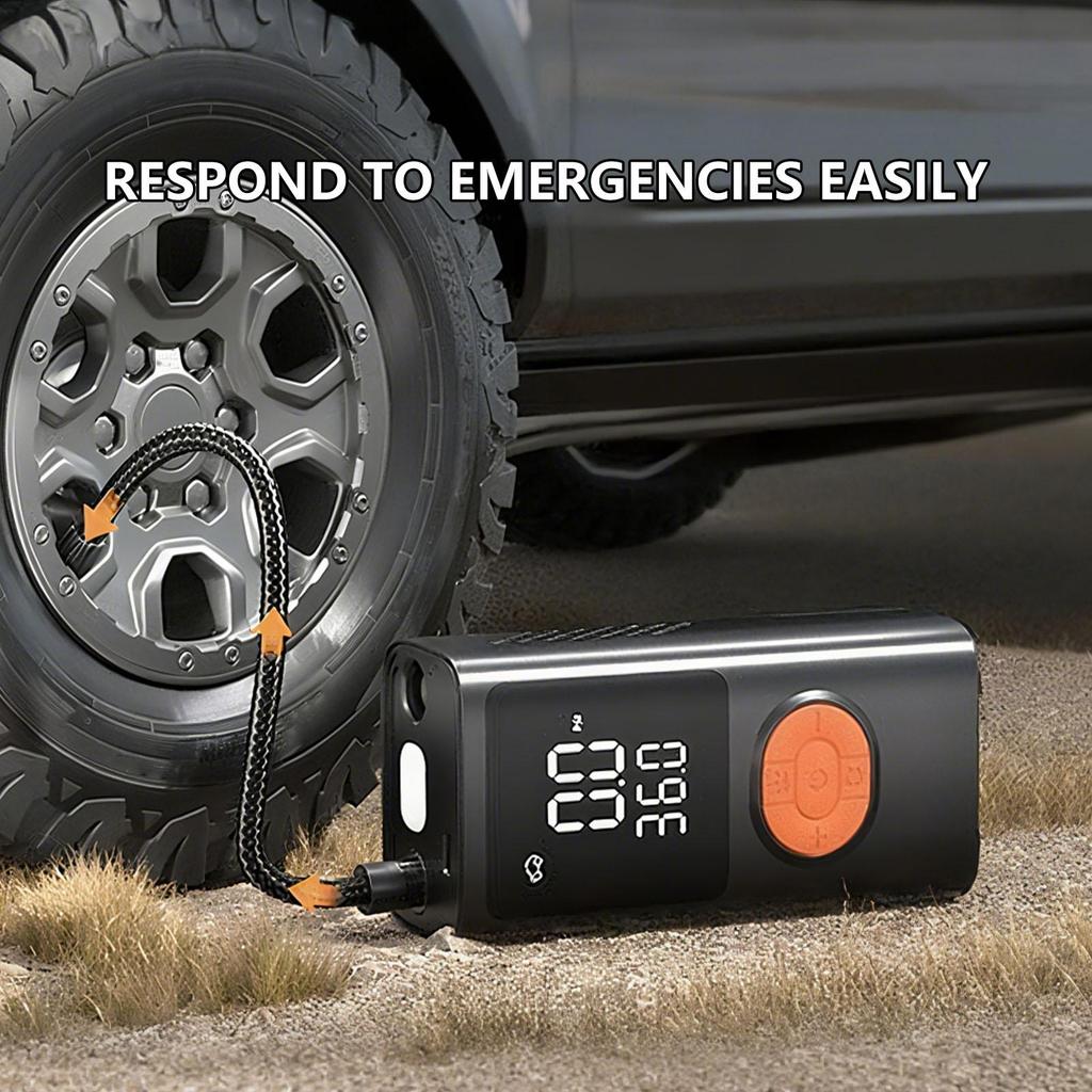 Car Tire Inflator Portable Electric Pump Rechargeable Light Tire Inflator With Digital Pressure Gauge For Motorcycle Truck Ball