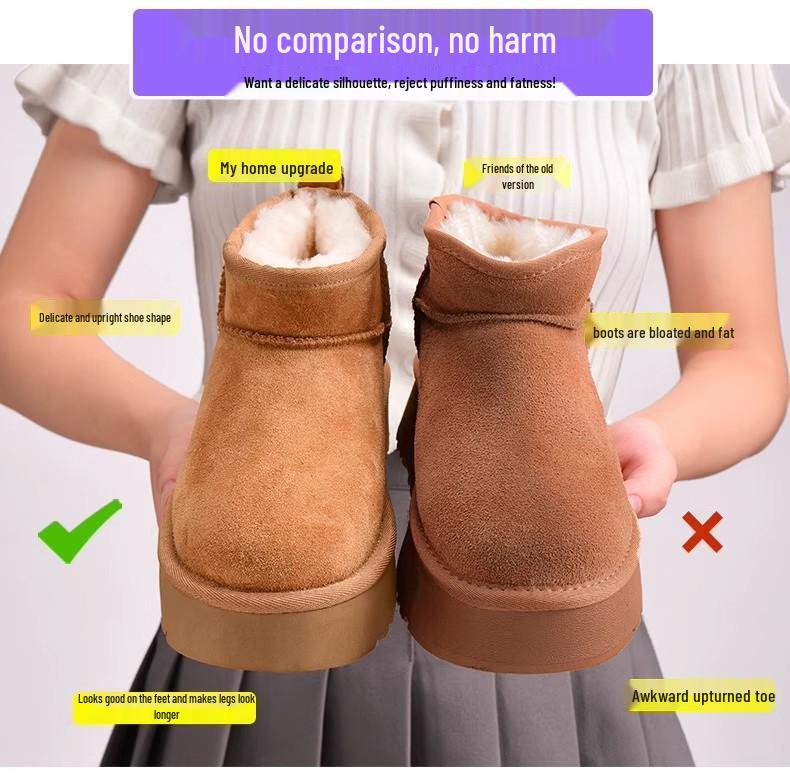 Sangpo 2025 Unisex Winter Snow Boots: Warm Leather & Fur, Plush Lined, Thickened Cotton for Men & Women