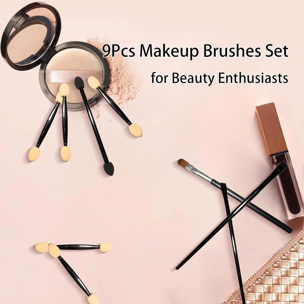 9Pcs Makeup Brush Set, 1 Eyeliner Brush 1 Eyebrow Brush 7 Eyeshadow Brushes, Professional Makeup Brushes Double Ended Makeup Brushes (A)
