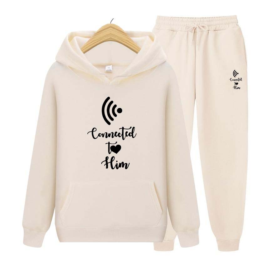 Herr Dam Hoodies Träningsset Jogger Mode Hoodies Set Sweatshirt Sportdräkt Herr Dam Huvförsedd Pullover Sweatshirt