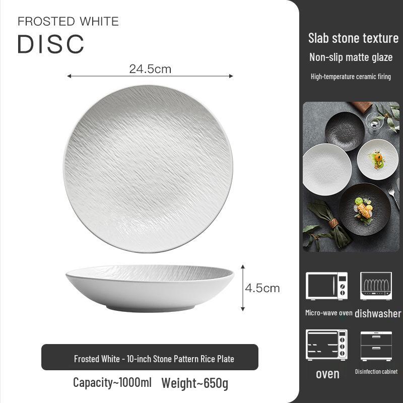 2025 Modern Round Ceramic Soup & Vegetable Plate - Stylish, Deep, Western-Style Dinnerware