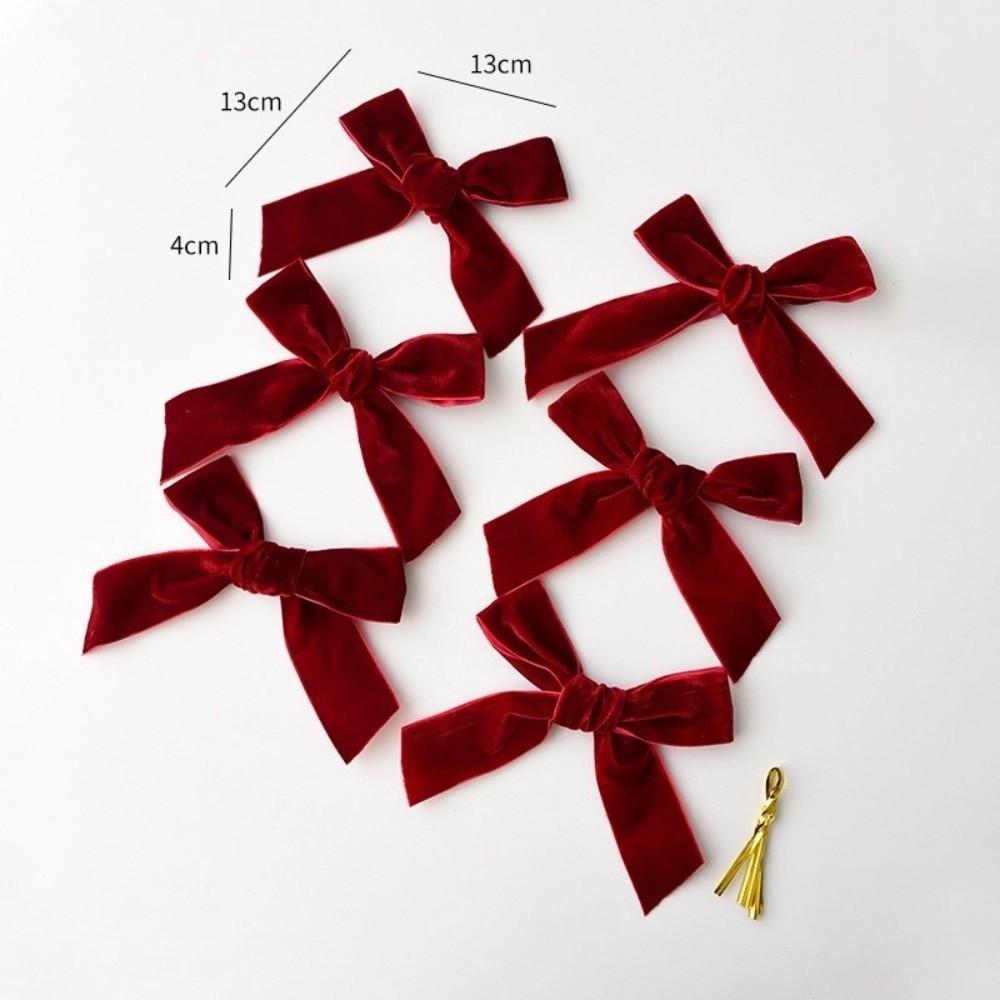 6pcs New Velvet Xmas Tree Ribbon Merry Christmas 2.5/3.8cm Hanging Pendant Red Green Brown Wreath Ribbon Decor Party Decor
