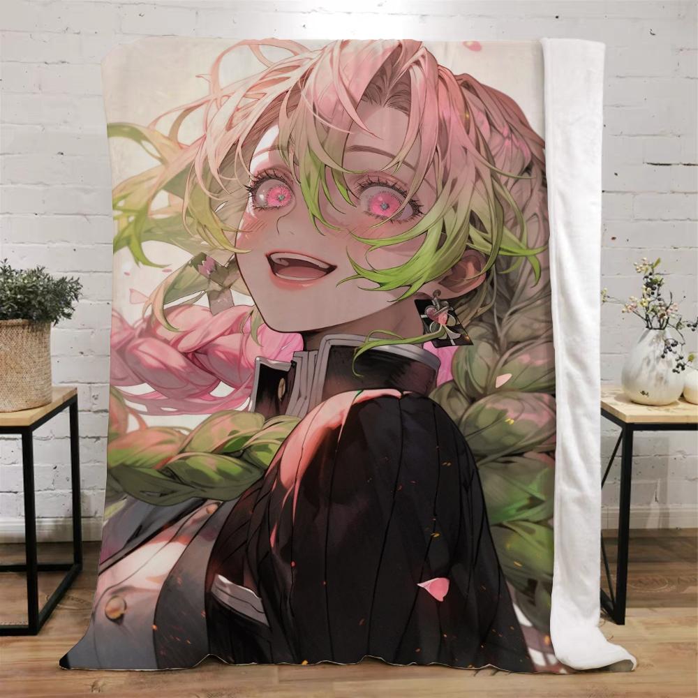 Demon Slayer-Kanroji Mitsuri Warm Winter Blankets for Sofa Cover Blanket Beach Towel Luxury Bedding Fluffy Plaid Bed Throw Knee