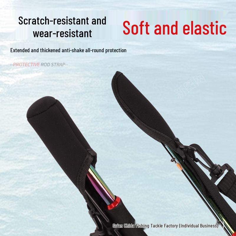 Tragbare Angelrutenhülle mit Köderschutzkappe und Klettverschluss