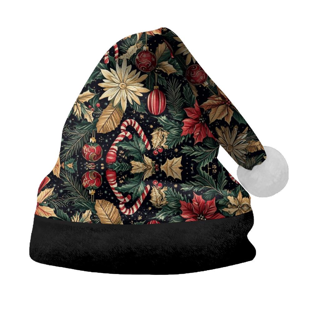 2024 Nowy Pluszowy Aksamitny Dwustronny Polarowy Kapelusz Świąteczny dla Dorosłych i Dzieci - Wesołych Świąt Personalizowany Wzór