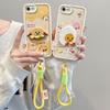 KEYSION Cartoon Cute Plush Embroidery Case for iPhone SE 2020 2022 with Lanyard Shockproof Phone Cover for iPhone 8 7 6s Plus