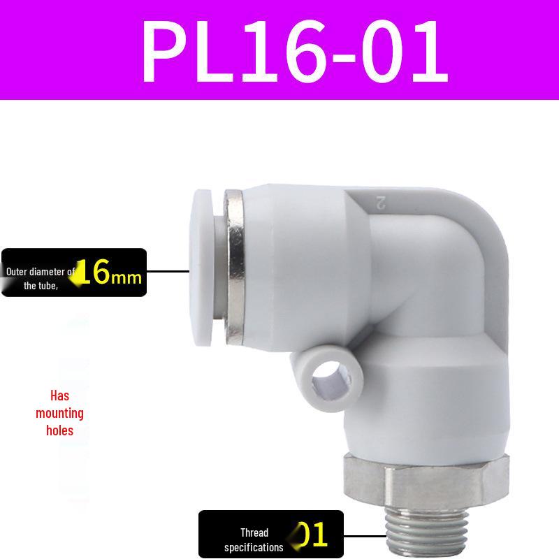 Premium White Male Thread Elbow PL8-02 Pneumatic Connector, 4-M5/6-01/10-03/12-04 Air Tube