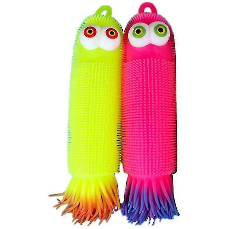 Flashing Light Up Stretchy Caterpillars Squid, 2pcs Stress Balls Toy, Anxiety And Stress Relief Toys For Adults Teen Kids ( Random Color )