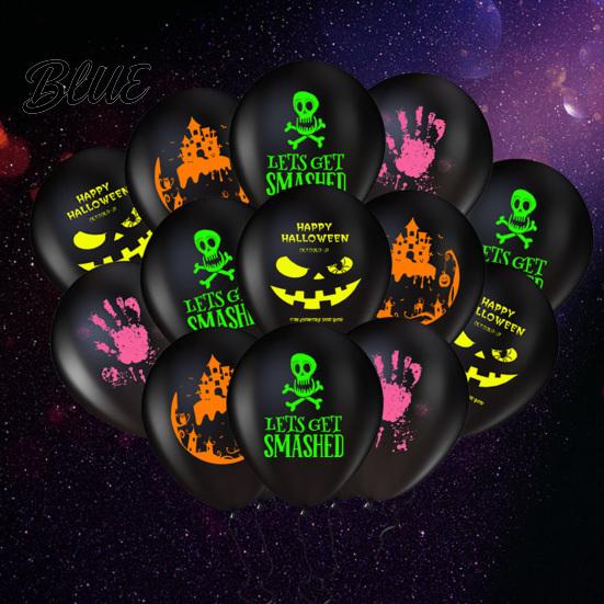 Halloween Venue Supplies 12PCS Fluorescent Balloons Durable Latex Party Decorations Glow in The Black Light Reactive Balloons Dark Festive