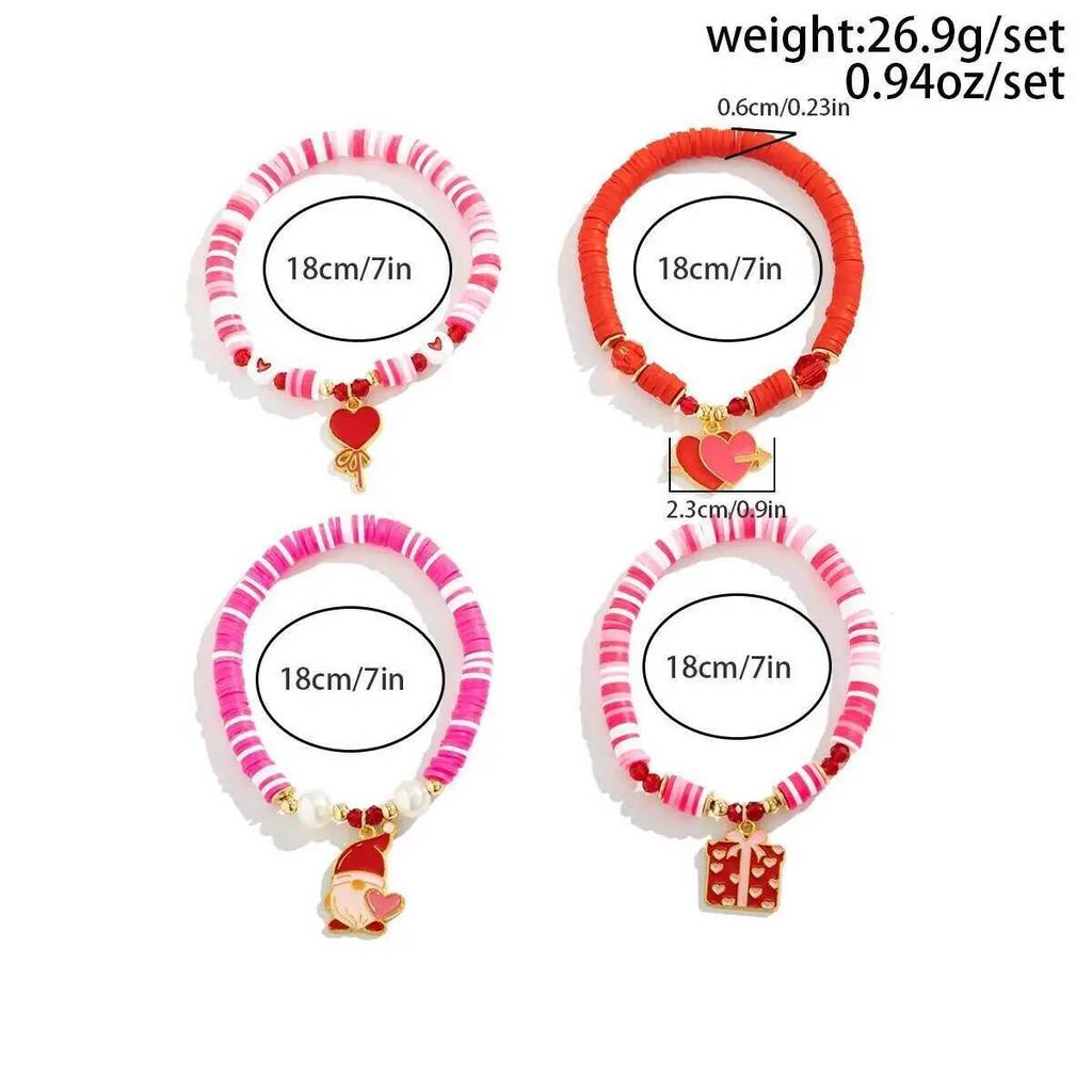 IngeSight.Z 4Pcs/Set Bohemia Soft Ceramic Acrylic CCB Beaded Chain Pink Crystal Heart Pendant Women Christmas Jewelry 2026 New