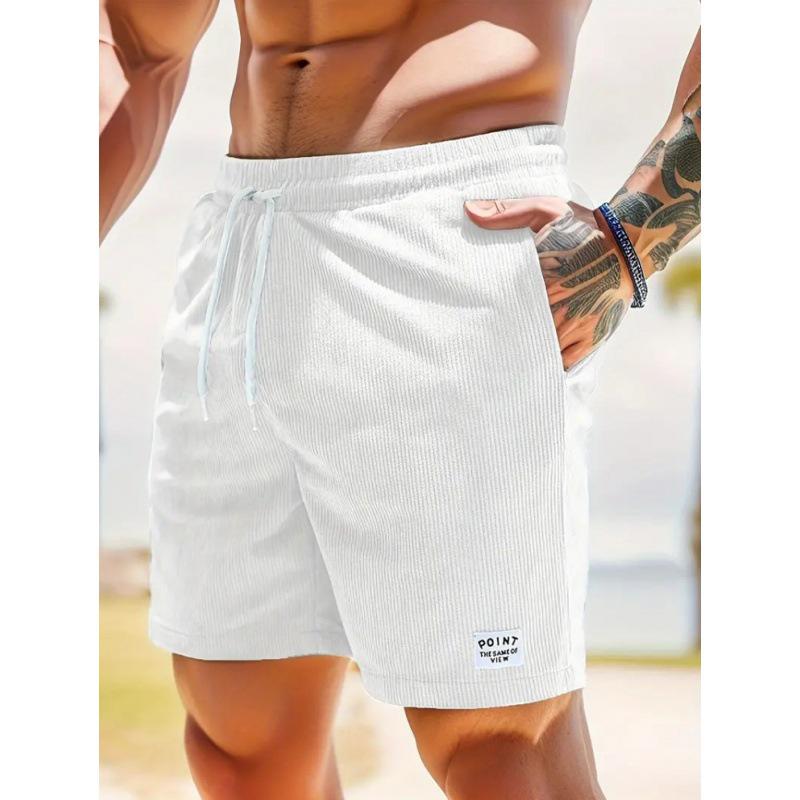 Pantaloncini Sportivi da Uomo in Velluto a Coste Monocolore con Lacci 2026