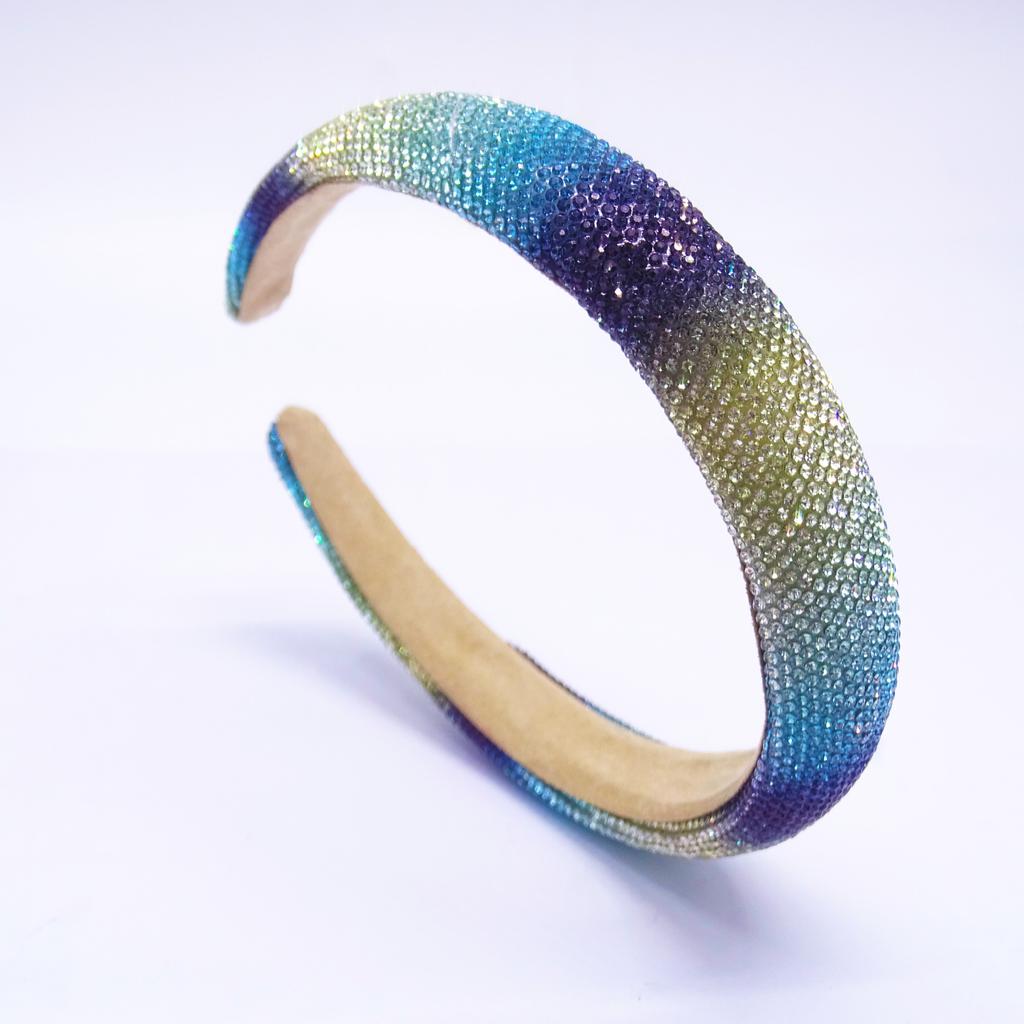 Rainbow Colored Rhinestone Sponge Padded Hairband Headband Adult Hair Accessories Hair Jewley