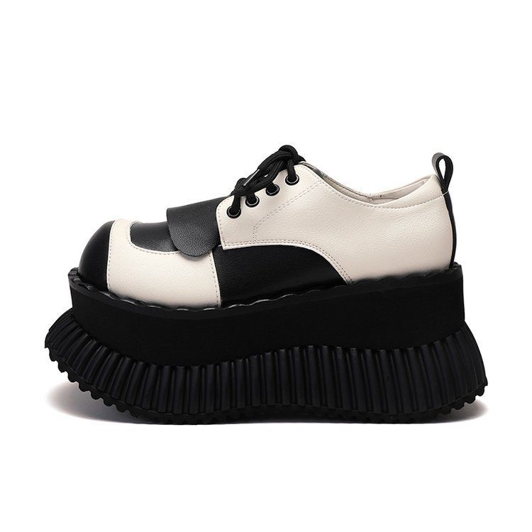 Fashion New Women Loafers Classic Platform Chunky Heel Black Ladies Pumps Female Mary Jane Derby Lolita Sweet Round Toe College Shoes