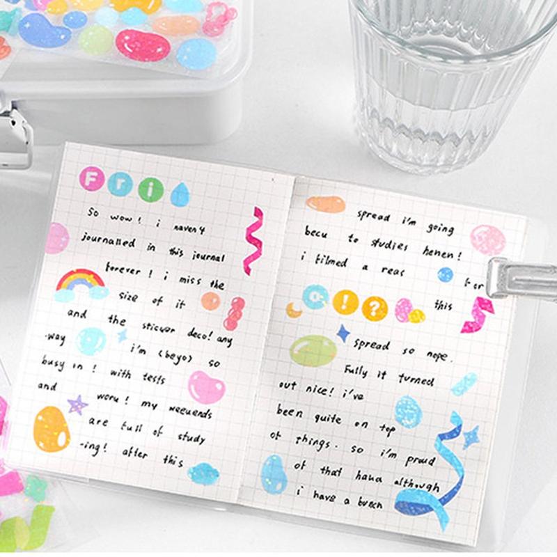 2 Pcs Color Fantasy Series Decorative PVC Laser Stickers Scrapbooking Stick Label Diary Stationery Album Rainbow Ribbon Sticker