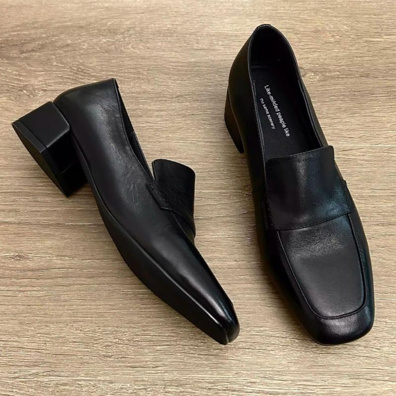 Fashion Square Toe Mid Heel Shoes 2025 Fashion Casual Loafers Office Dress Up Women Pumps Comfortable Soft Single Shoes Zapatos De Mujer