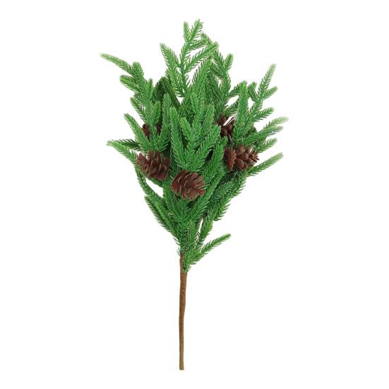 Simulated Pine Branch Faux Greenery Foliage Artificial Pine Sprig with Pine Cones Red Berries for DIY Wreath Home Vases Christmas Winter Parties