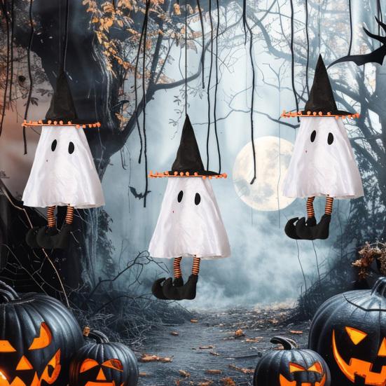 

Подвесные привидения на Хэллоуин, светящийся кулон в виде привидения с ведьминой шляпой, жуткий призрак, трясущийся ногой