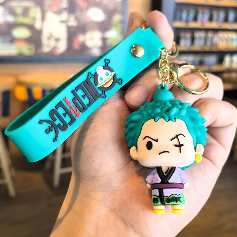 Anime One Piece Keychain Cute Luffy Sabo Resin Action Key Ring Car Backpack Decor Key Chain Gifts