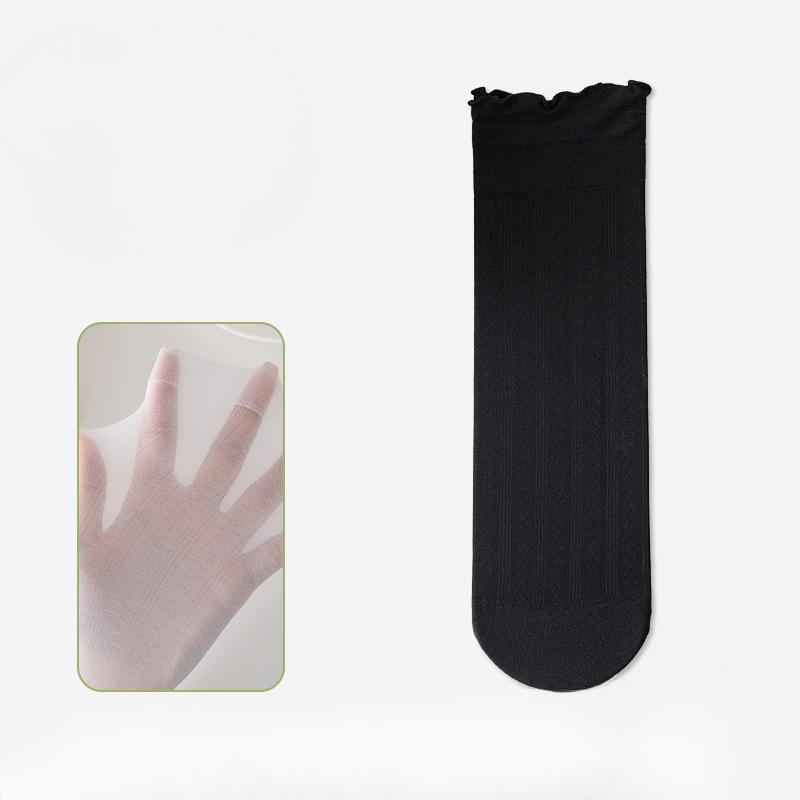 

Летние женские тонкие носки до середины икры, сетчатые носки из чистого хлопка с кружевом «черный гриб», дышащие, влагоотводящие и устойчивые к запаху, универсальные носки 1 pair чёрный