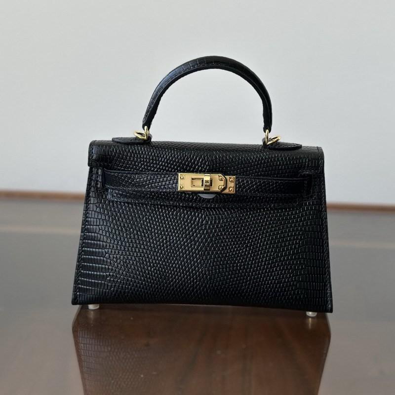2025 New 19cm Second-generation Kelli Bag Lizard Pattern Cowhide Genuine Leather Single-shoulder Cross-slung Handbag Small Square Women