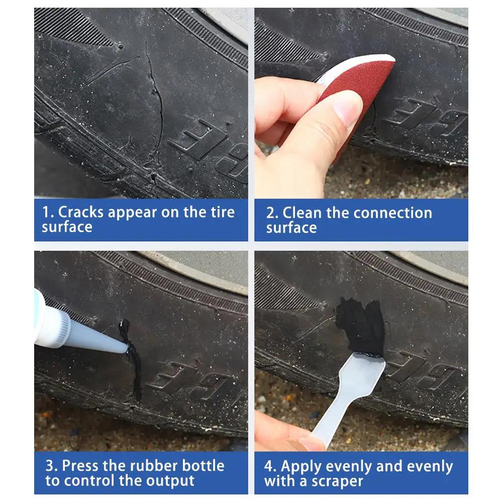 1/3/5 Piezas Pegamento Negro Líquido para Reparación de Neumáticos Goma Fuerte Resistente al Desgaste Adhesivo No Corrosivo Unión Instantánea Herramientas de Reparación de Cuero de Coche