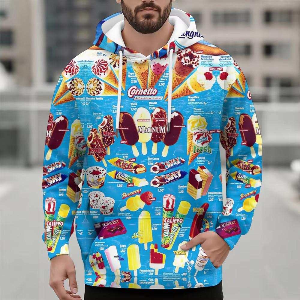 Autumn Men's Hoodie Casual Long Sleeve Pullover Harajuku Print Top Fashion Streetwear Oversized Vintage Men's Hooded Sweatshirt