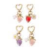 Pack Of 2 Strawberry Keychains Heart Rabbit Daisy Flower Charm Cute Keyrings For Women Girls Bag Accessories