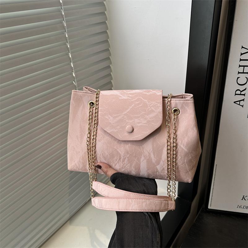 Summer Beautiful Solid Color Large Capacity Daily Practical Tote Bag Chain Single Shoulder Underarm Messenger Bag Casual Bag