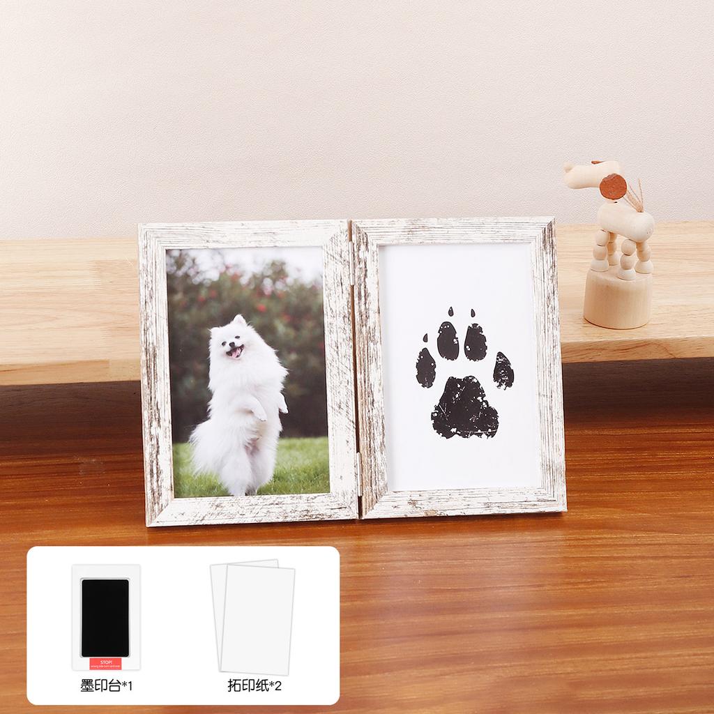 Pet Memorial Gifts for Pet, Dog Paw Print Frame Kit,Inkless Paw Print Kit,zWooden Pawprint Photo Frame,Gifts for Pet Lovers