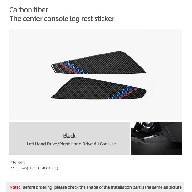 For BMW X3 G45 G48 2025 2026 Real Carbon Fiber Center Console Side Knee Leg Panel Trim Sticker Car Interior Decor Accessories OX6