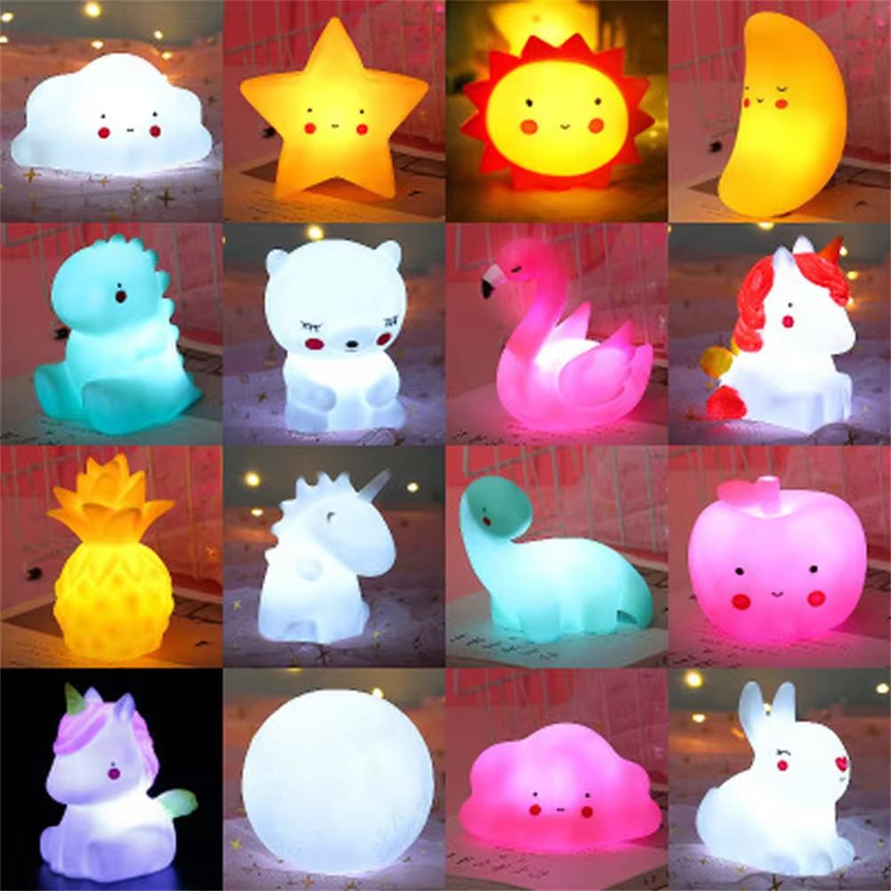 LED Night Light Cute Cartoon Animal Lamp Bear Unicorn Cloud Star Moon Nightlight For Baby Kids Room Bedside Bedroom Living Room