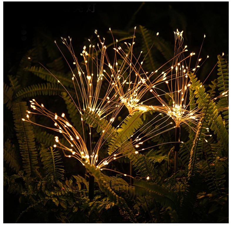 Solar LED Firework Garden Lights - Waterproof Outdoor Dandelion & Reed Decorative String Lights