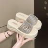 One-word Cool Slippers Women's Outer Slippers Summer 2025 New Muffin Platform Women's Shoes Rhinestone Heightening Sandals