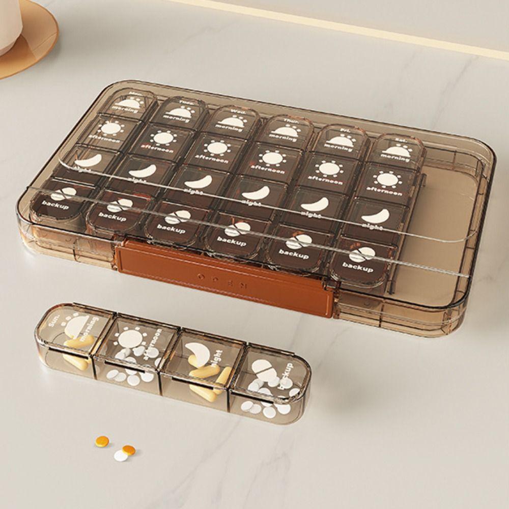 28 Grid Weekly Pill Container Sealed Daily Pill Box Medicine Storage Box for Travel Household