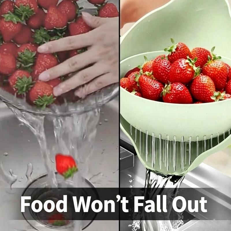 Double Layer Colander Strainer Basket Kitchen Washing Bowl Fruit Vegetable Drain Basket with Handle