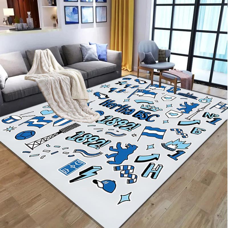 Hertha BSC Pattern Rug, Indoor/Outdoor Mat, for Picnic, Gameroom, Bedroom, Office, Living Room, Home Decor Carpet, Birthday Gift