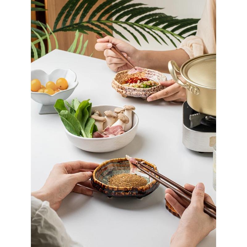 Ceramic Sushi Dish Restaurant Ice Cracked Glaze Molecular Cuisine Tableware Dessert Snack Plate Dipping Sauce Fruit Platter