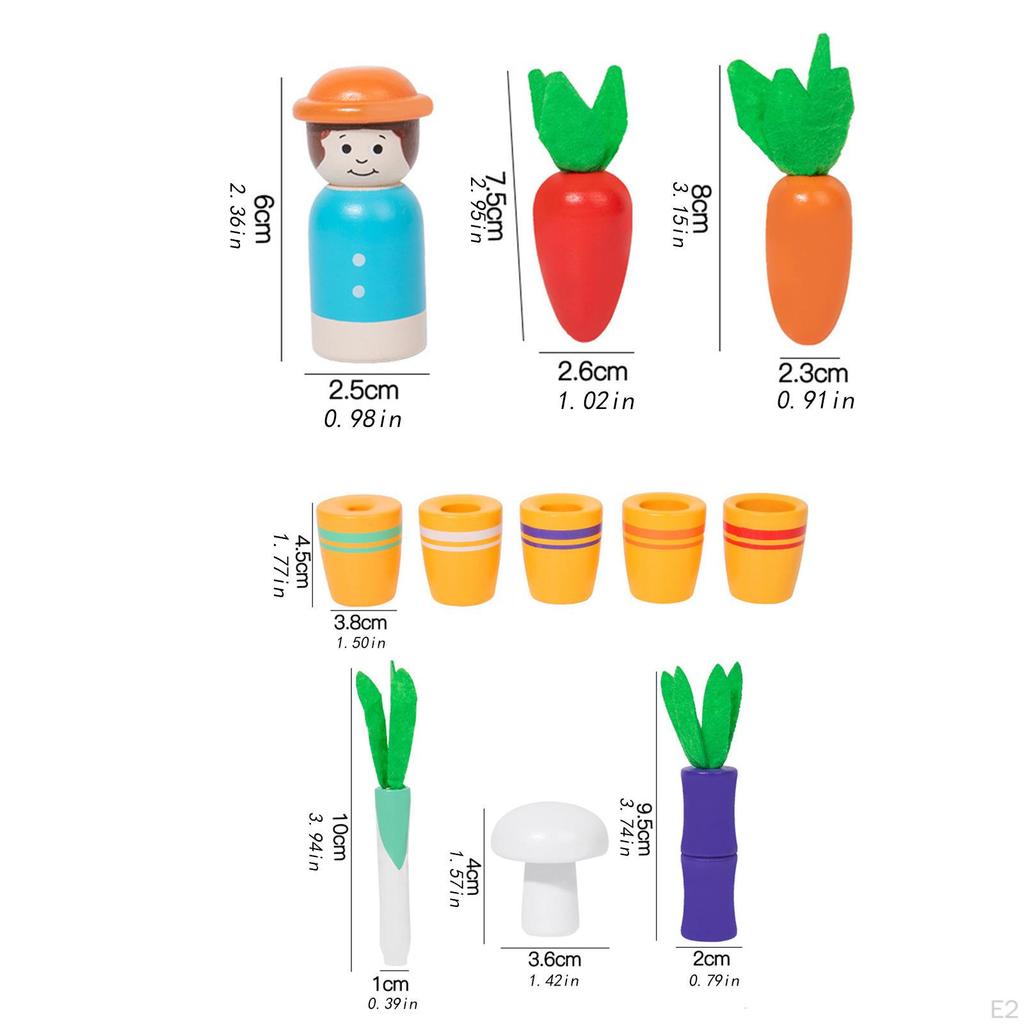 Wooden Toy Carrot Pulling Game Color Sorting Matching Puzzle for Party Favors