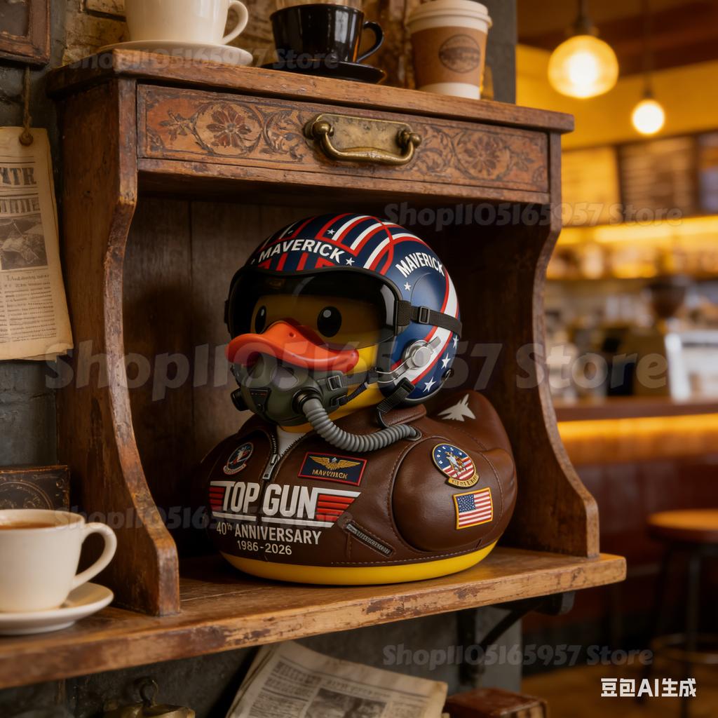 Movie Inspired Maverick Pilot Duck Figure Top Gun 40Th Anniversary Collectible Toy  Fan Exclusive Gift For Party