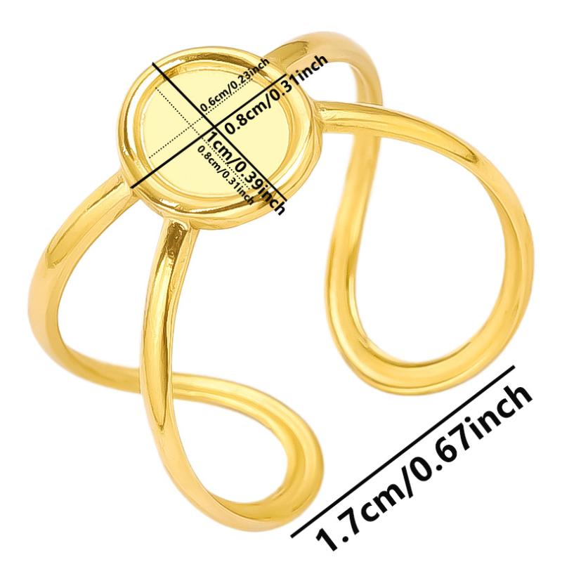 1Pcs Open Adjustable Stainless Steel Heart Sun Leaf Rings Diy Cabochons Silver/Gold Ring For Women Men Handmade Supplies