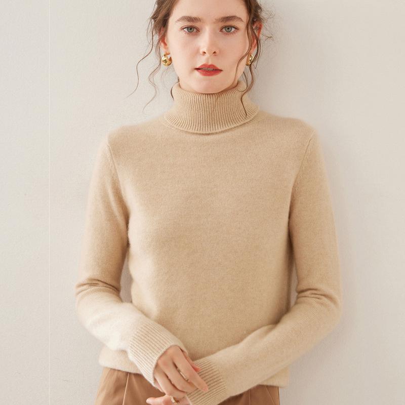 Women's Loose High Neck Cashmere Sweater - Soft, Sticky, and Versatile Knit Pullover for Autumn and Winter