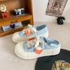 BE-6715 latex insole/love niche two wear canvas shoes women's summer thin lazy versatile half-drag board shoes